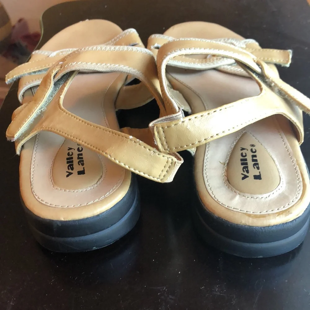 Valley Lane tan flat heeled sandals size 8